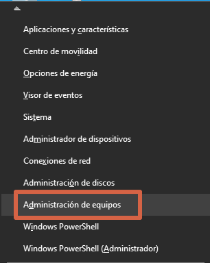 Eliminar contraseña en Windows 10 con la Administración de equipos paso 1