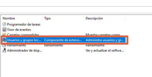 Eliminar contraseña en Windows 10 con la Administración de equipos paso 3