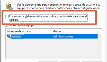 Quitar contraseña de Windows configurando cuentas de usuario paso 3