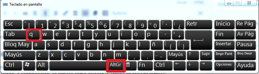 teclado virtual arroba