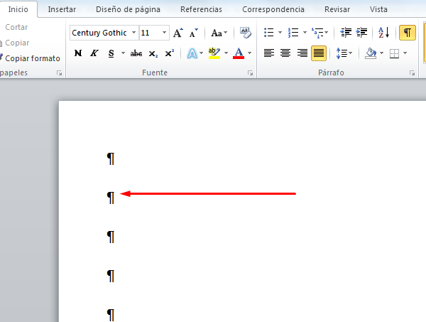 Cómo eliminar una hoja o página con marcador de párrafo paso 2