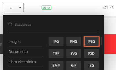 Cómo convertir documentos de Word a un archivo JPEG usando Convertio paso 4