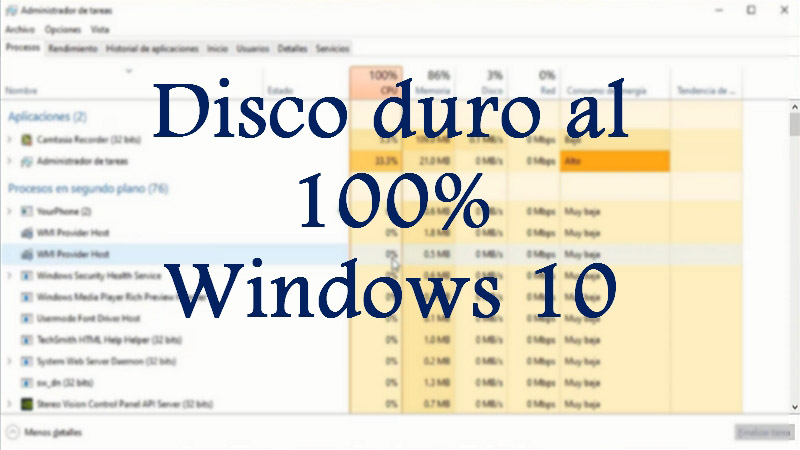 Disco duro al 100% en Windows 10 Causas y soluciones