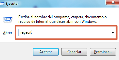 Regedit o editor del registro de Windows paso 1