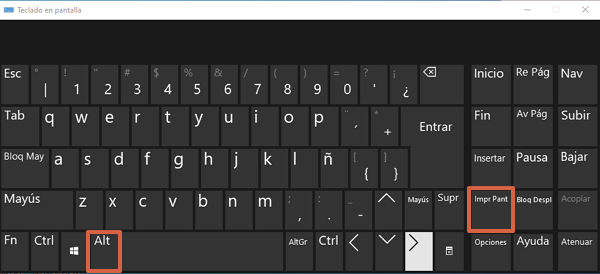 Combinación de teclas Alt +Impr Pant para imprimir pantalla en Windows 10