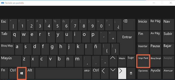 Combinación de teclas Win +Impr Pant para imprimir pantalla en Windows 10