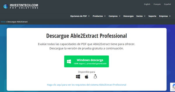 Able2Extract Professional como un programa descargable para modificar un PDF