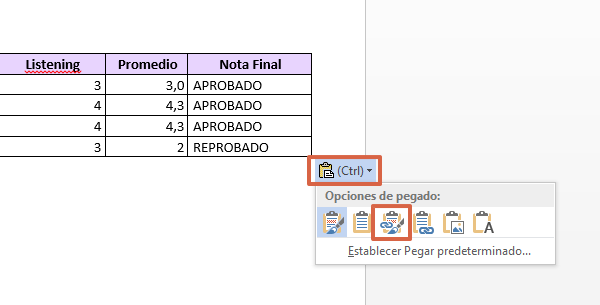 Cómo copiar datos de Excel a Word