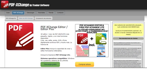 PDF-XChange Editor como un programa descargable para modificar un PDF