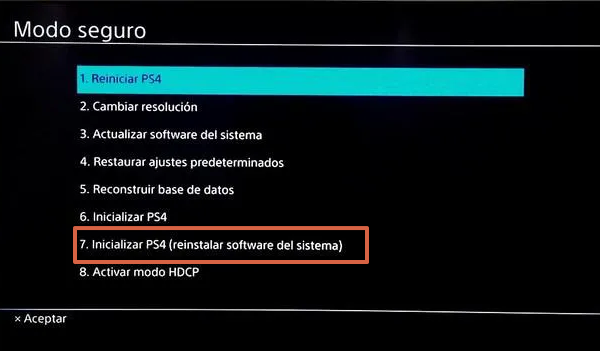 Restablecer PS4 de fábrica