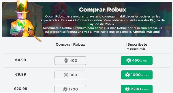 Cómo comprar y cuánto cuesta el Robux en Roblox