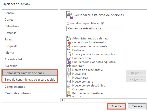 Trucos de Outlook 360. Modifica la barra de herramientas y opciones