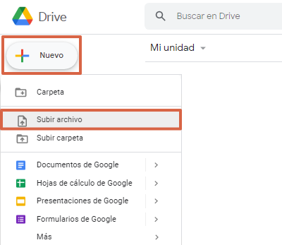 Abrir archivos ODS (.ods) a través de Google Drive. Paso 2