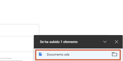 Abrir archivos ODS (.ods) a través de Google Drive. Paso 4