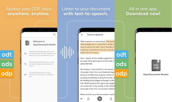 Abrir archivos ODT (.odt) con OpenDocument Reader para documentos de LibreOffice