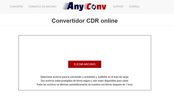 AnyConv para convertir archivos CDR a otros formatos