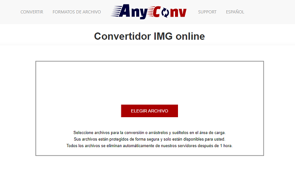 AnyConv para convertir archivos IMG a otros formatos