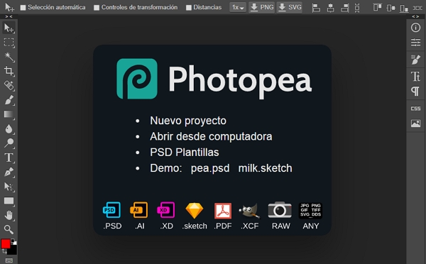 Cómo abrir archivos JPG (imágenes .jpg) en linea usando Photopea