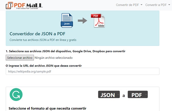 Cómo convertir archivos JSON a PDF con PDFMall
