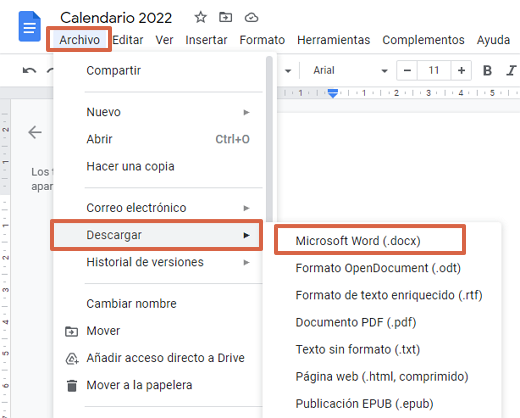 Cómo hacer un calendario online para pasarlo a Word usando Google Drive paso 8