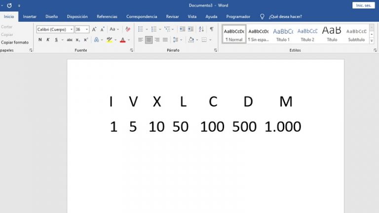 Cómo poner o escribir números romanos en Microsoft Word