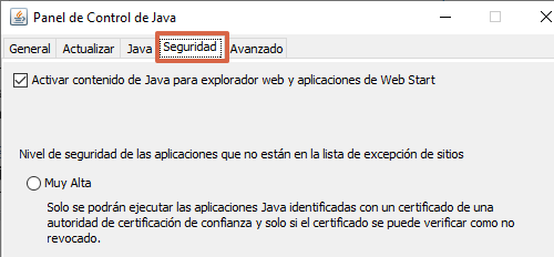 Configurar permisos de aplicación para ejecutar archivos JNLP paso 2
