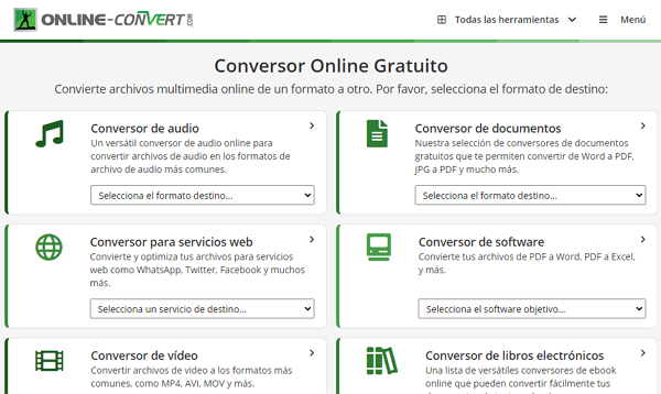 Convertir PPTX a otros formatos con Online Convert