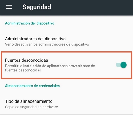 Habilitar permisos para instalar APK en Android paso 3